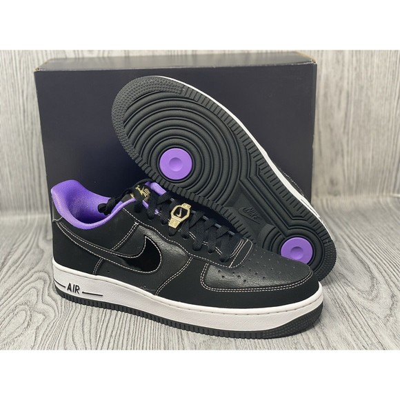 AWESOME Condition!! Nike Air Force‎ 1 Black And Purple Mens Shoe Size 10 Nike Air Force 1 Low Black (Purple Custom Painted Swoosh) SC  main image 3